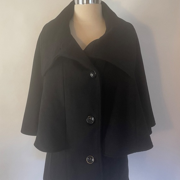 Calvin Klein Wool Pea Coat with Cape - Size 12 - Picture 2 of 8